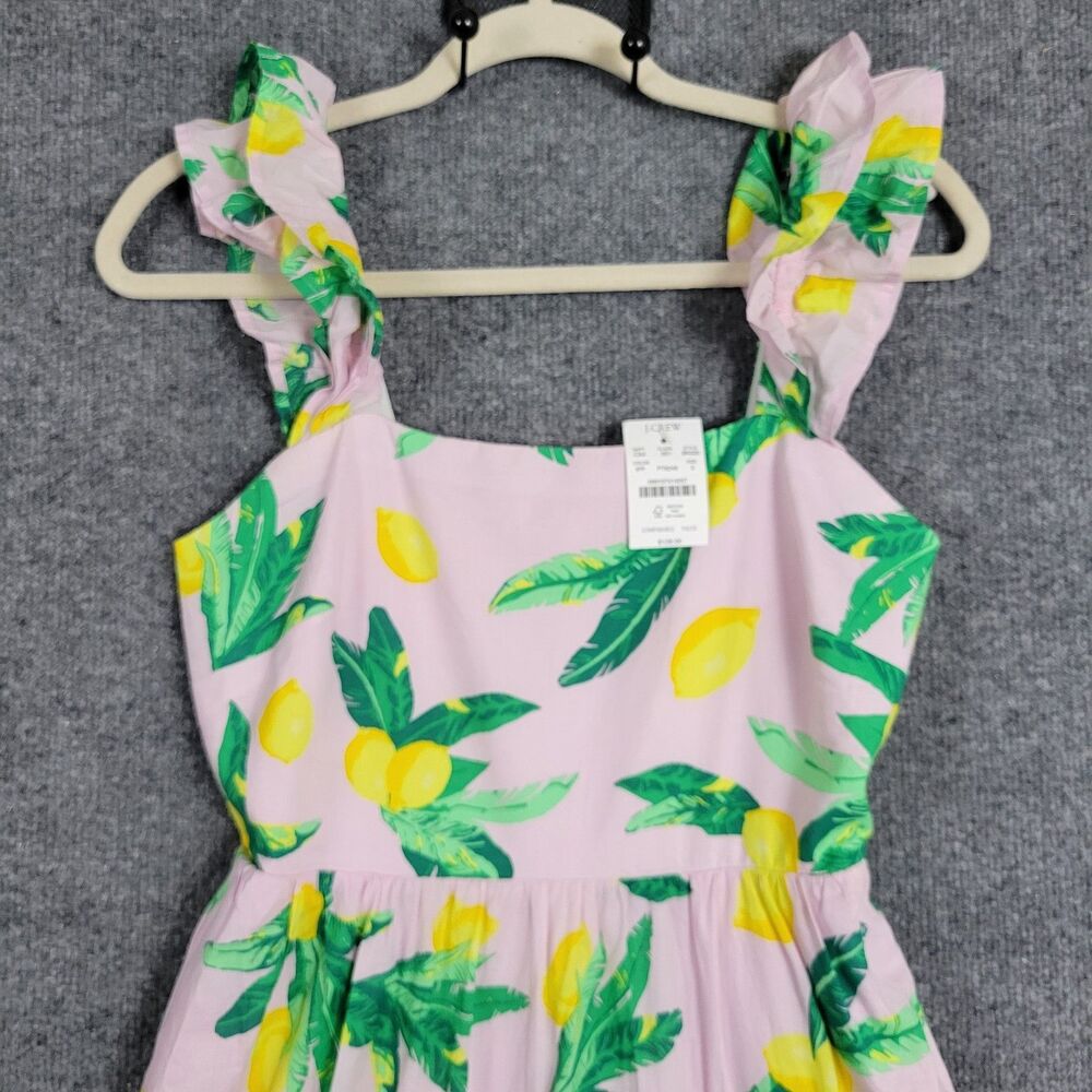 NWT J CREW BK520 Pink Lemon Tiered Squareneck Midi Dress Smocked Cotton SIZE 0 - Picture 5 of 15